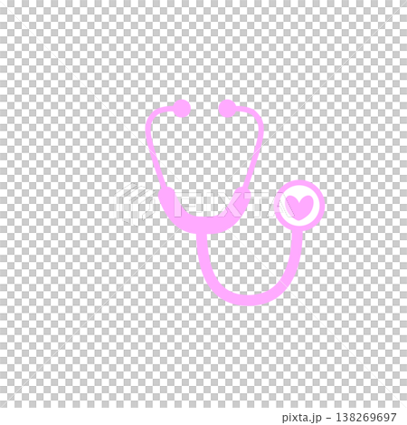 聴診器ハートアイコン ライトピンク 医療イラスト 聴診器ハートアイコン ライトピンク 医療イラスト 138269697