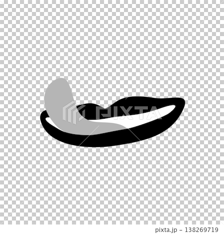 舌を出した白黒のシンプルなイラスト。唇を舐める 舌を出した白黒のシンプルなイラスト。唇を舐める 138269719