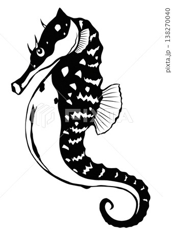 タツノオトシゴは魚の仲間育児は雄がやります切り絵貼り絵イラスト 138270040