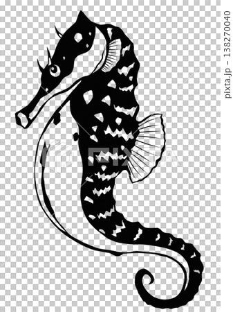 タツノオトシゴは魚の仲間育児は雄がやります切り絵貼り絵イラスト 138270040