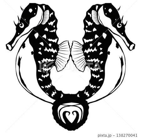 求愛中の竜の落とし子これでも立派な魚です切り絵貼り絵イラスト 求愛中の竜の落とし子これでも立派な魚です切り絵貼り絵イラスト 138270041