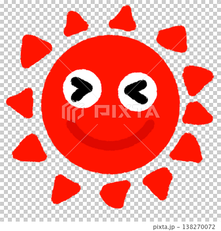 太陽の手描きイラスト（png、透過素材、白背景） 138270072
