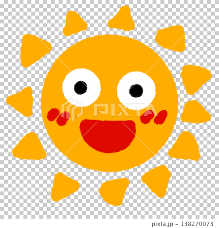 手繪太陽插圖（PNG格式，透明背景，白色背景） 138270073