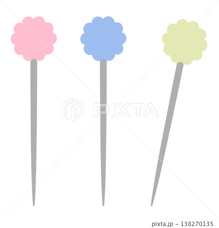 くすみカラーのセルマチ針のフラットイラスト くすみカラーのセルマチ針のフラットイラスト 138270135