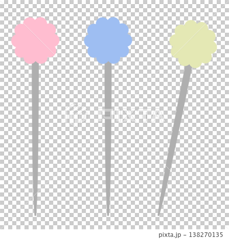 くすみカラーのセルマチ針のフラットイラスト くすみカラーのセルマチ針のフラットイラスト 138270135