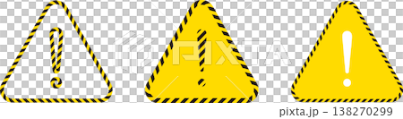 A set of yellow, triangular care mark templates with rounded corners and a tiger pattern. A set of yellow, triangular care mark templates with rounded corners and a tiger pattern. 138270299