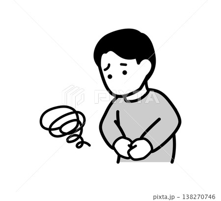 お腹の調子が悪い男性のイラスト　ベクター 138270746