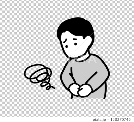 一幅描繪一名胃部不適男子的向量插圖。 138270746
