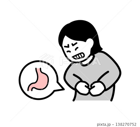 胃痛に苦しむ女性のイラスト 胃痛に苦しむ女性のイラスト 138270752