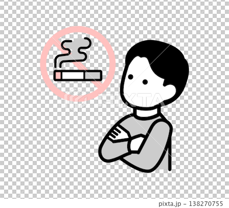 一幅男人戒菸的插圖 一幅男人戒菸的插圖 138270755
