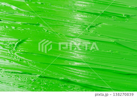 緑色のアクリル絵の具を伸ばした質感のクローズアップ撮影01 緑色のアクリル絵の具を伸ばした質感のクローズアップ撮影01 138270839
