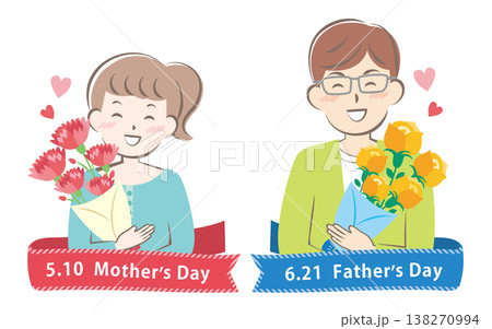 【2026年】母の日と父の日の見出しイラスト 138270994