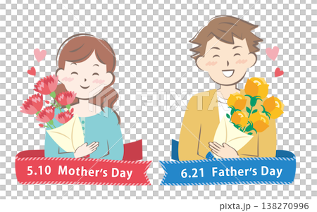 【2026年】母の日と父の日の見出しイラスト 【2026年】母の日と父の日の見出しイラスト 138270996