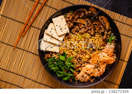 Korean style instant noodle, Shin Ramyeon. Korean style instant noodle, Shin Ramyeon. 138271504