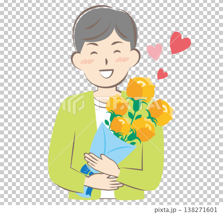 父親節當天，一位父親收到了一束玫瑰花。 138271601