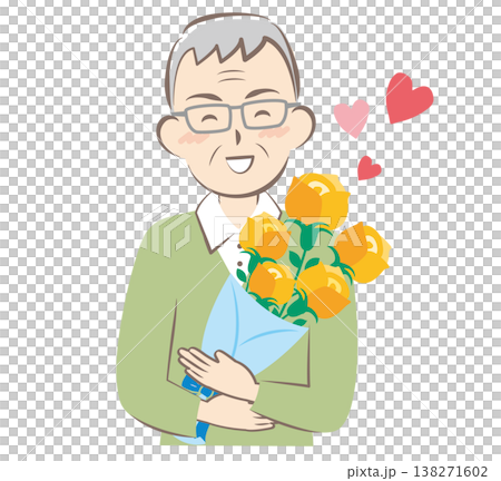 父の日にバラの花束をもらうお父さん　 138271602