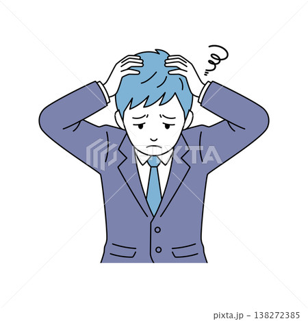 頭を抱えるビジネスマンの悩む表情イラスト 頭を抱えるビジネスマンの悩む表情イラスト 138272385