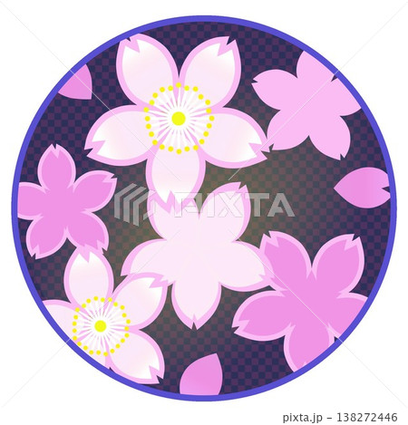 円形背景のついた桜の花イラスト 円形背景のついた桜の花イラスト 138272446