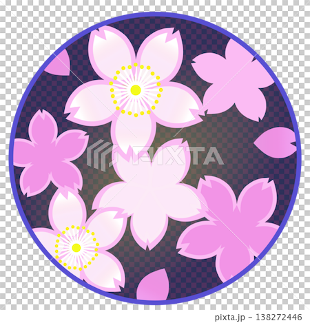 円形背景のついた桜の花イラスト 円形背景のついた桜の花イラスト 138272446