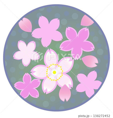 円形背景のついた桜の花イラスト 円形背景のついた桜の花イラスト 138272452