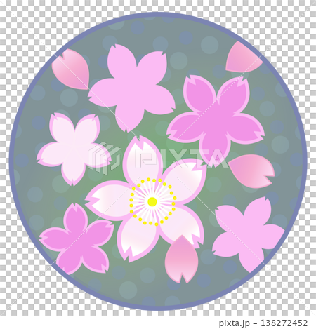 Cherry blossom illustration with a circular background Cherry blossom illustration with a circular background 138272452