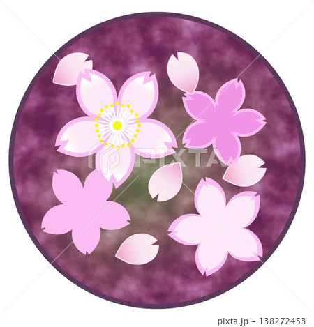 円形背景のついた桜の花イラスト 円形背景のついた桜の花イラスト 138272453