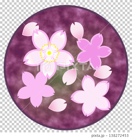 円形背景のついた桜の花イラスト 円形背景のついた桜の花イラスト 138272453
