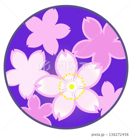 円形背景のついた桜の花イラスト 円形背景のついた桜の花イラスト 138272456