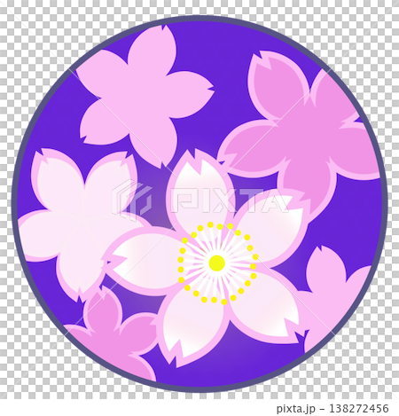 円形背景のついた桜の花イラスト 円形背景のついた桜の花イラスト 138272456