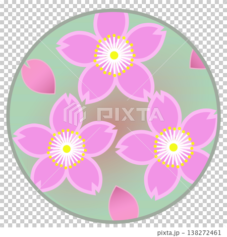 円形背景のついた桜の花イラスト 円形背景のついた桜の花イラスト 138272461