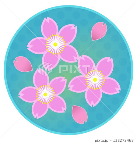 円形背景のついた桜の花イラスト 円形背景のついた桜の花イラスト 138272465