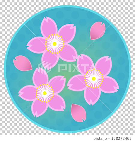 円形背景のついた桜の花イラスト 円形背景のついた桜の花イラスト 138272465