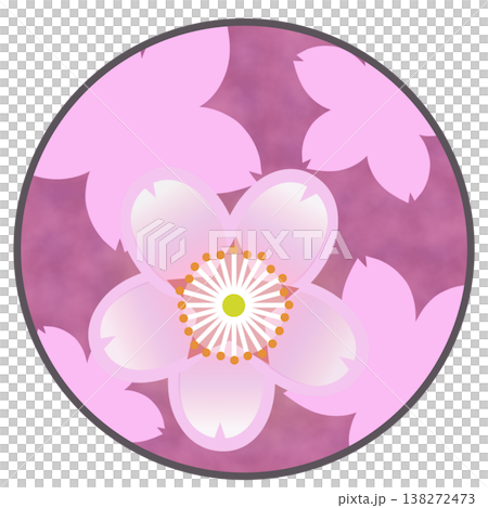 円形背景のついた桜の花イラスト 138272473