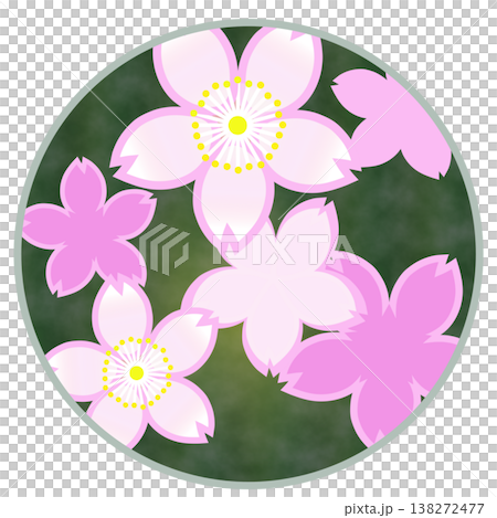 圓形背景的櫻花插圖 圓形背景的櫻花插圖 138272477