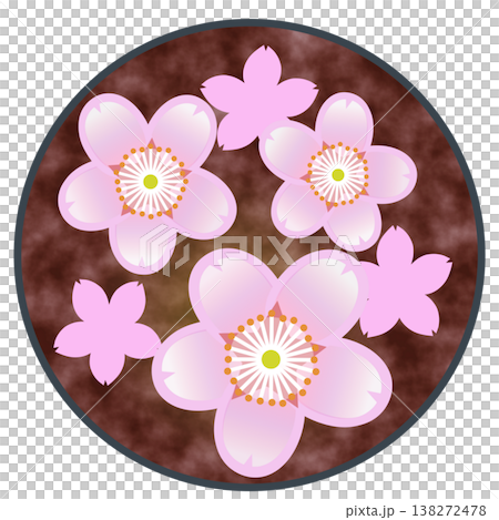 圓形背景的櫻花插圖 圓形背景的櫻花插圖 138272478