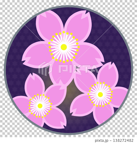 Cherry blossom illustration with a circular background 138272482