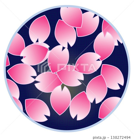 円形背景のついた桜の花イラスト 138272494