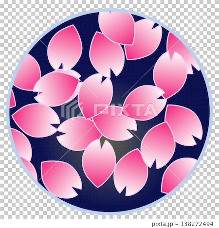 円形背景のついた桜の花イラスト 138272494