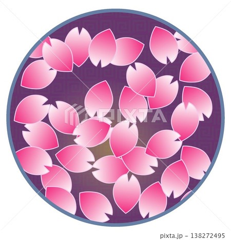 円形背景のついた桜の花イラスト 円形背景のついた桜の花イラスト 138272495