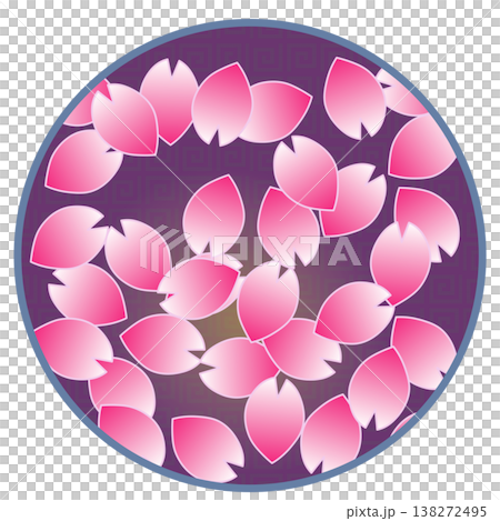 円形背景のついた桜の花イラスト 円形背景のついた桜の花イラスト 138272495