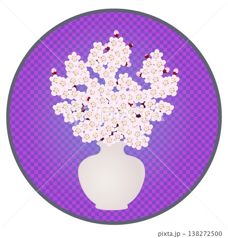 円形背景のついた桜の花イラスト 138272500