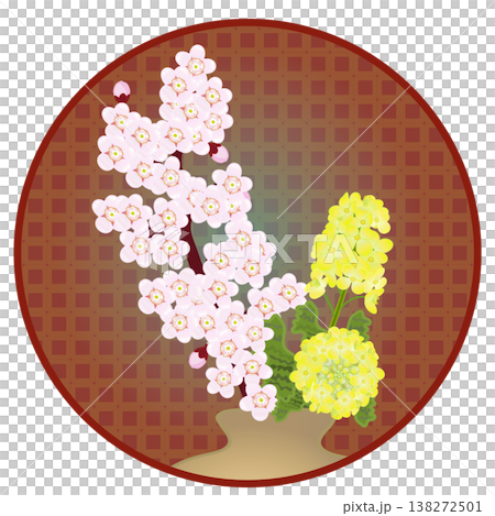 圓形背景的櫻花插圖 圓形背景的櫻花插圖 138272501