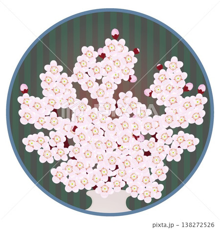 円形背景のついた桜の花イラスト 円形背景のついた桜の花イラスト 138272526