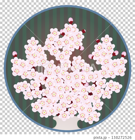 円形背景のついた桜の花イラスト 円形背景のついた桜の花イラスト 138272526