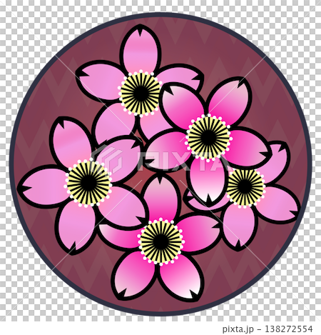 円形背景のついた桜の花イラスト 円形背景のついた桜の花イラスト 138272554