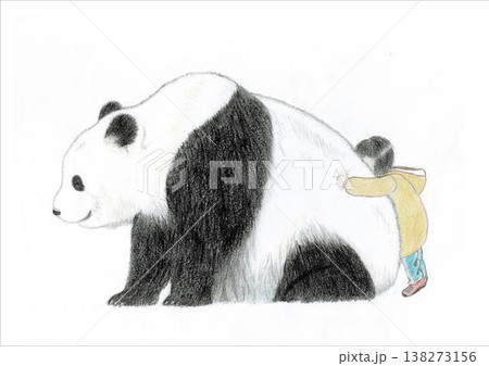パンダと子供　イラスト 138273156