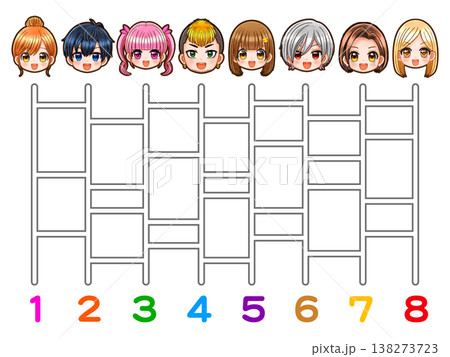 あみだくじするちびキャラのイラスト素材3 あみだくじするちびキャラのイラスト素材3 138273723