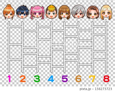 あみだくじするちびキャラのイラスト素材3 あみだくじするちびキャラのイラスト素材3 138273723