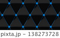 Modern black abstract wallpaper with clean geometric elements, emphasizing triangular forms in the foreground and a vertically structured, repeating sci-fi pattern 138273728