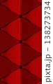 Bloody red abstract wallpaper featuring geometric shapes with triangles in the foreground. A texture with a repeating sci-fi-style geometric pattern 138273734